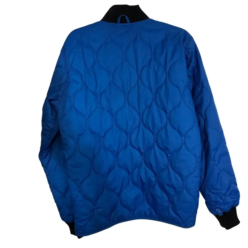 The North Face Mens Jester Bomber Jacket Blue Quilted Insulated Full Zip Small S